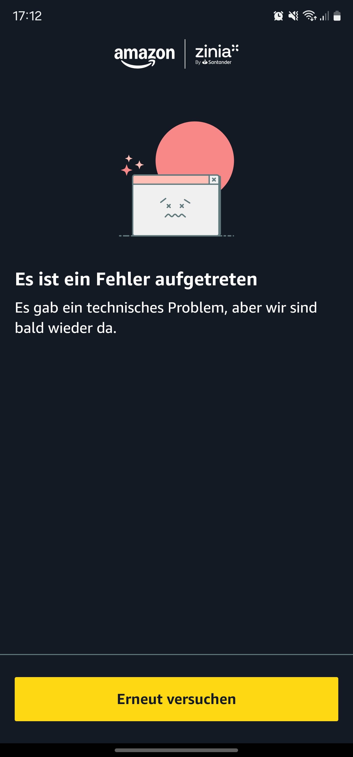Amazon Visa-App abgestürzt