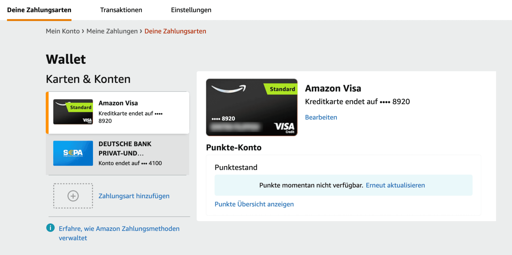 Ein Problem mit Bonuspunkten auf amazon.de