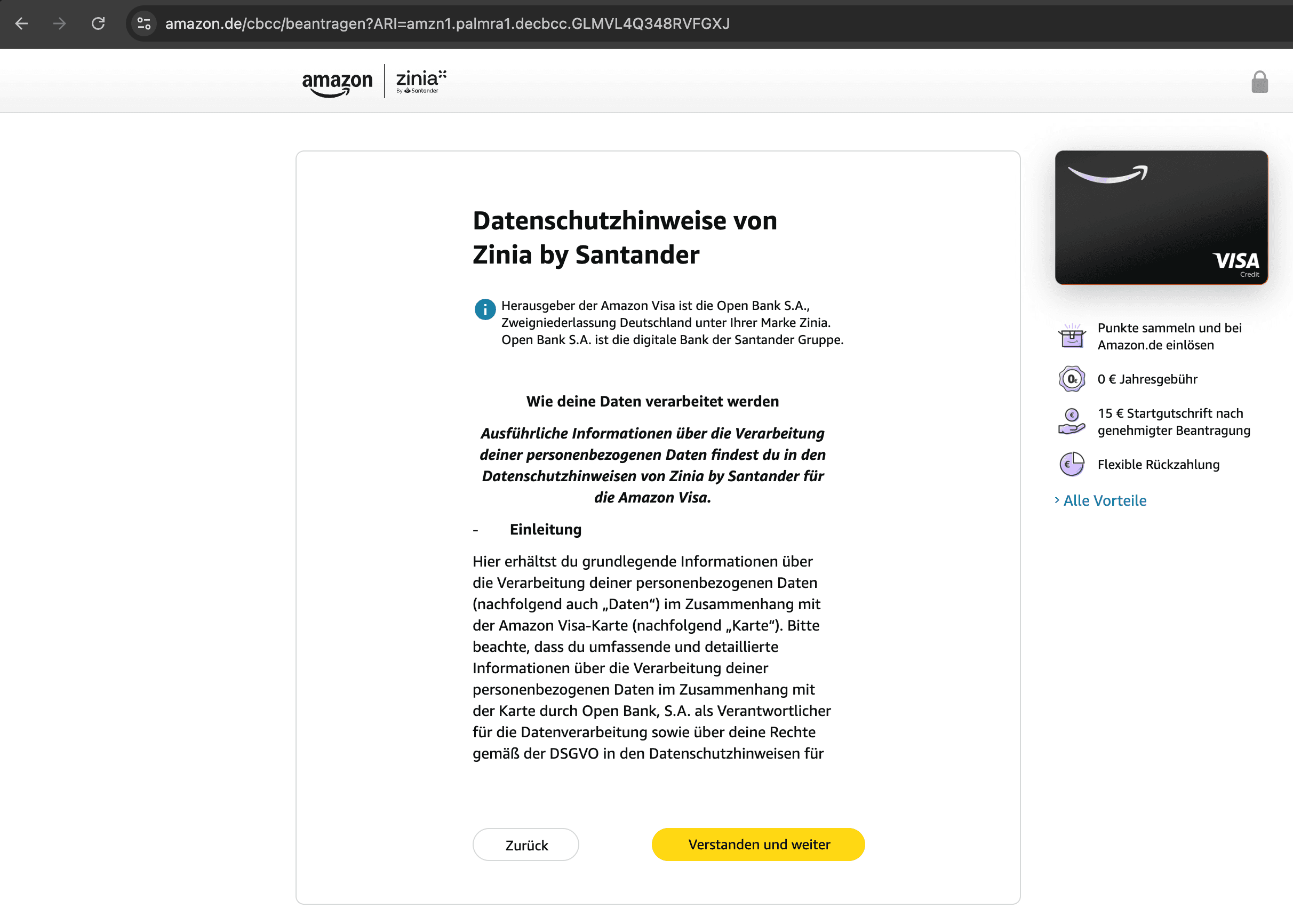 Applying for Amazon Visa